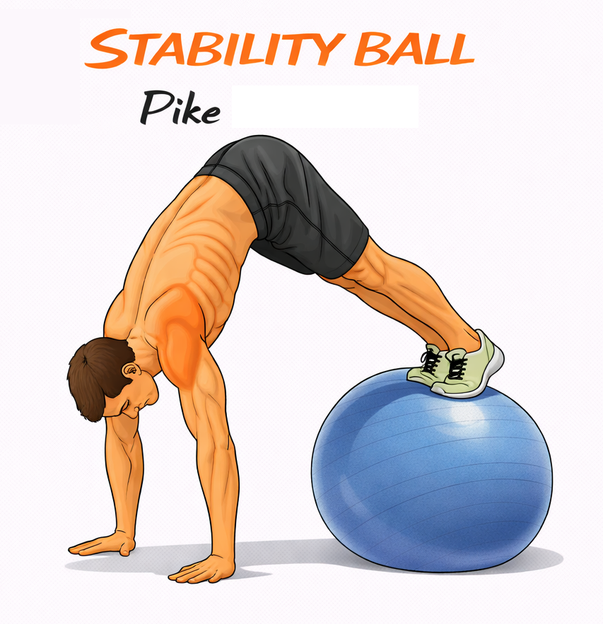 Stability Ball Pike Pushups illustration