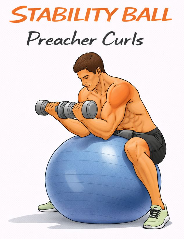 Stability Ball Preacher Curls illustration