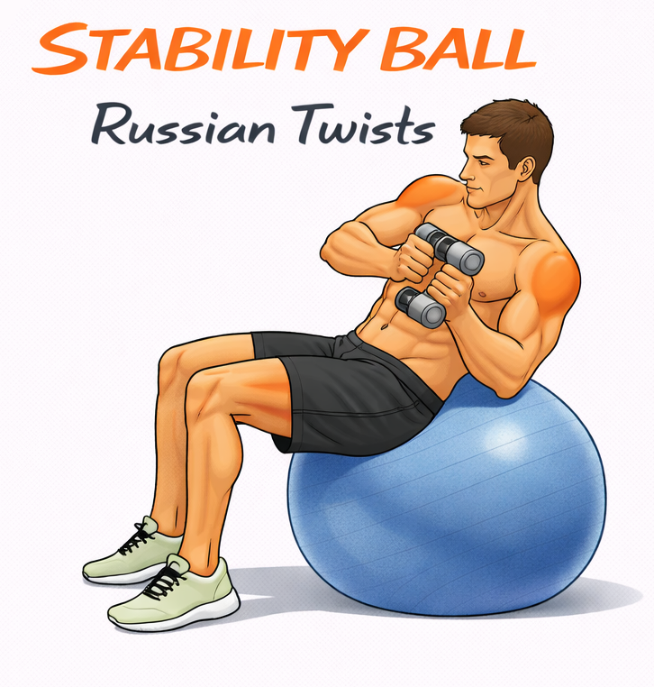 Stability Ball Russian Twists illustration