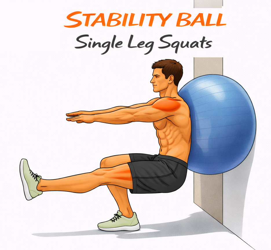Stability Ball Single Leg Squat illustration