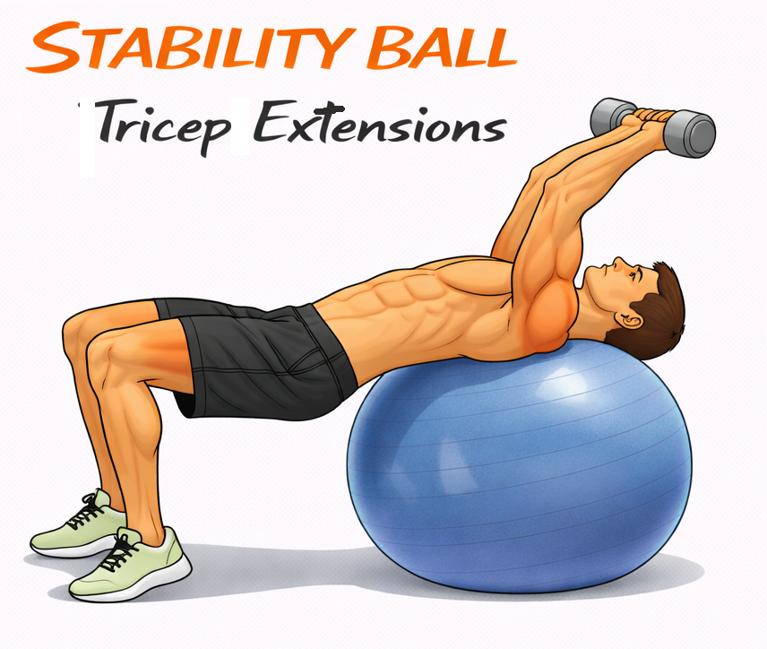 Stability Ball Tricep Extension illustration