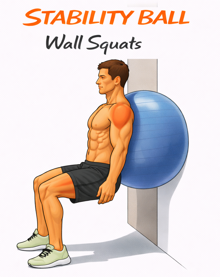 Stability Ball Wall Squats illustration