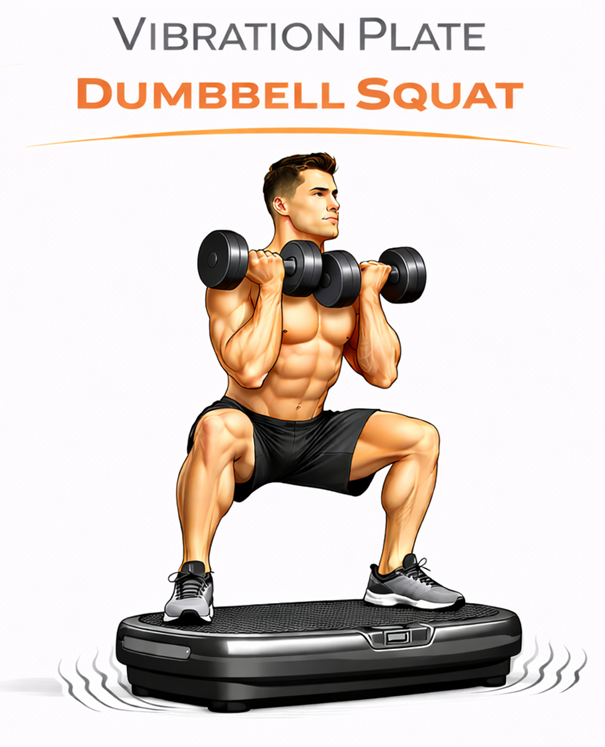 Vibration Plate Dumbbell Squat illustration