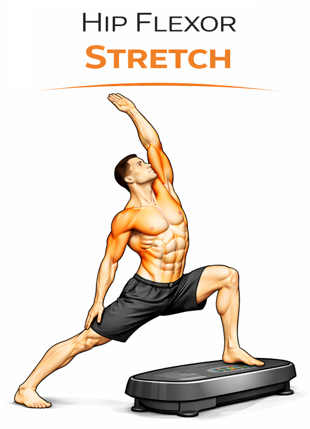 Vibration Plate Hip Flexor Stretch illustration
