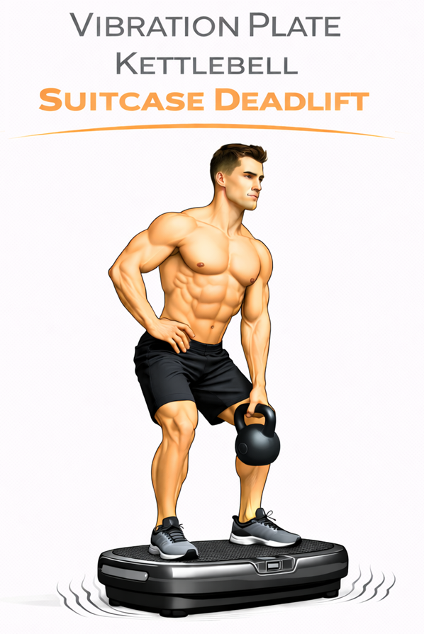 Vibration Plate Kettlebell Suitcase Deadlift illustration
