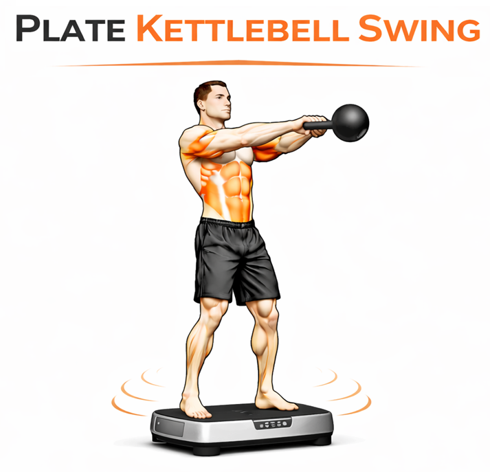 Vibration Plate Kettlebell Swing illustration