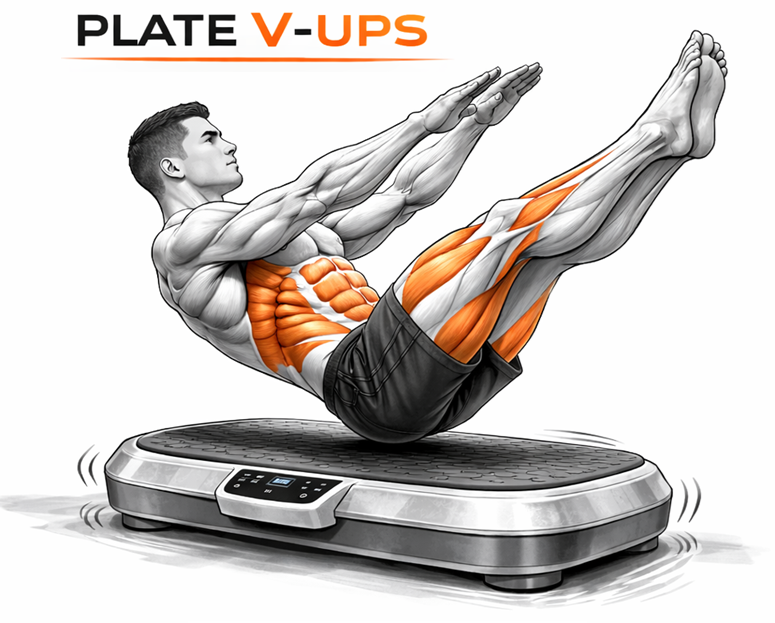 Vibration Plate V-ups illustration